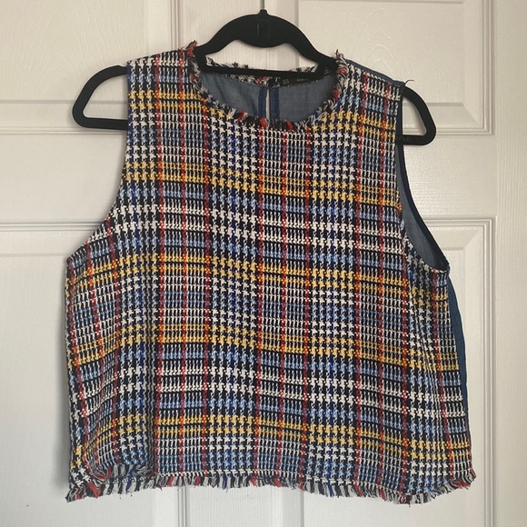 Zara Multicolored tweed top - Picture 1 of 5